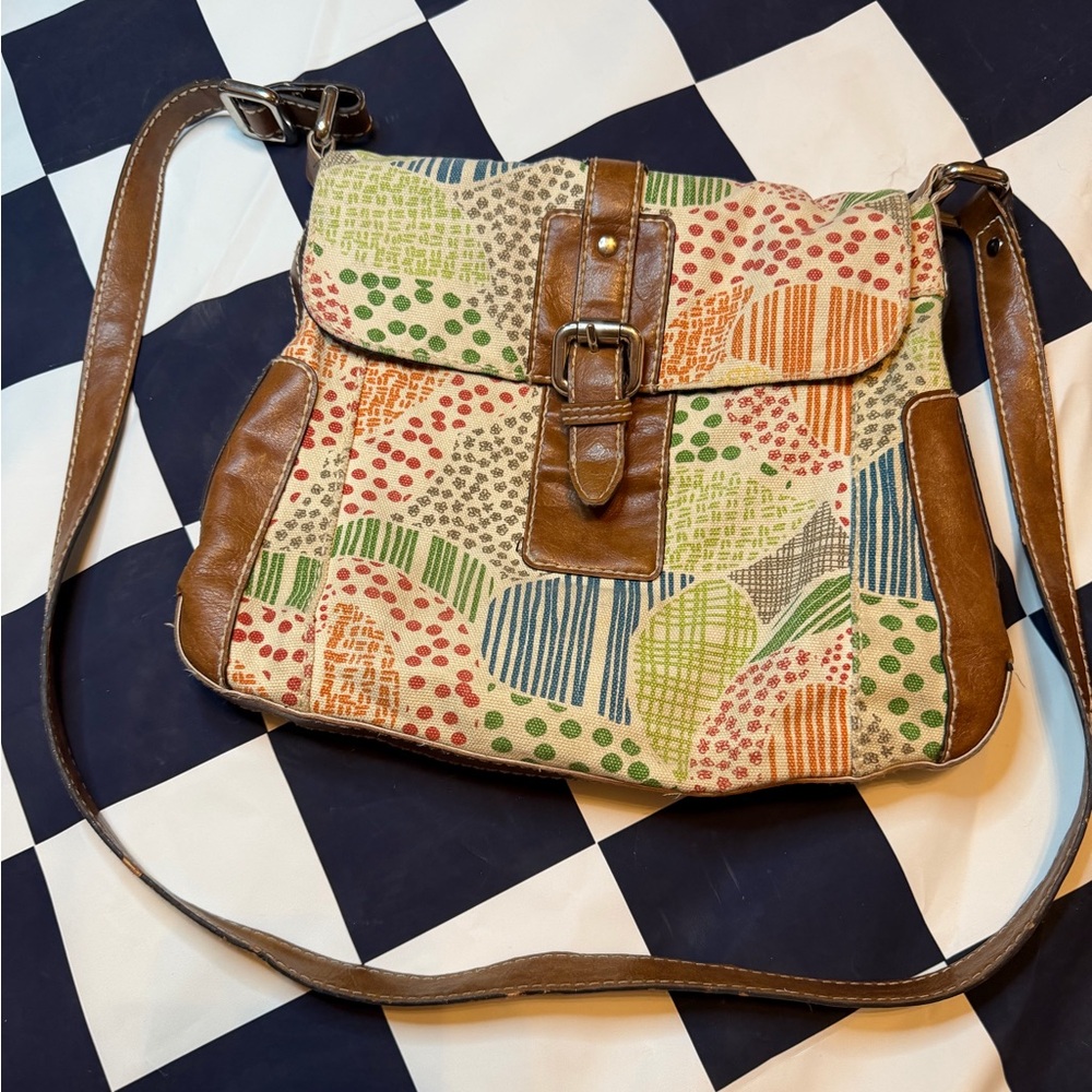 Fossil Multicolor Patterned Women's Bag with Brown Accents